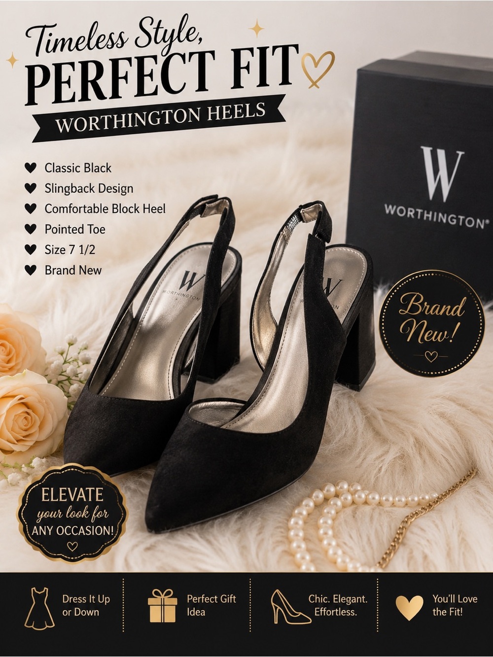 Worthington Classic Black Block Heels